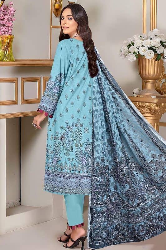 beautiful blue Embroidered Suit with Digital Print -3 pcs 1