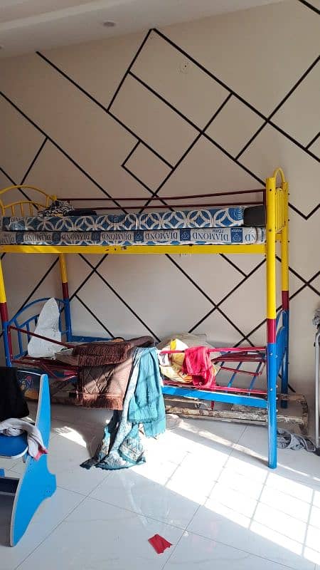 double iron bed with mattress 2