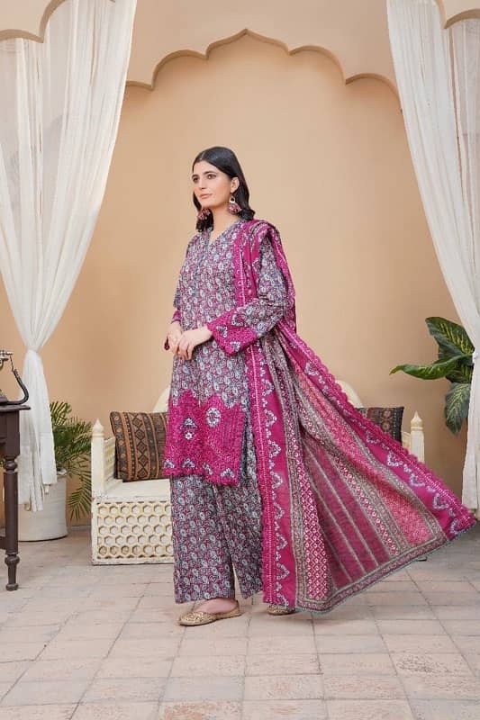 purple khaddar suit - 3 Pcs Embroidered & printed Elegance 0