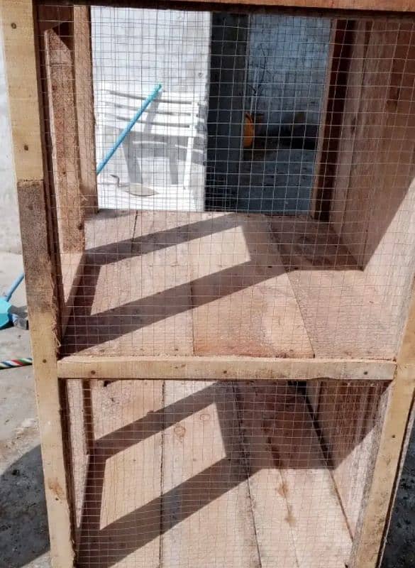 Beautiful Wooden Bird Cage 3 Story Large Size 2