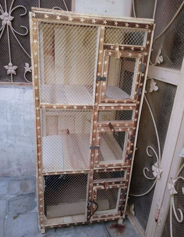 Beautiful Wooden Bird Cage 3 Story Large Size 0