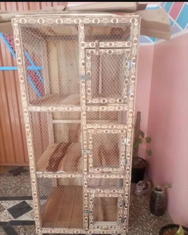 Beautiful Wooden Bird Cage 3 Story Large Size 4