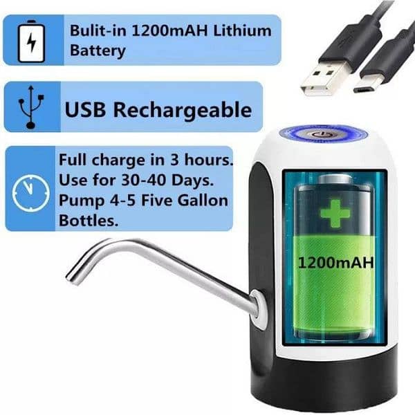 Portable & Rechargeable Electric Water Pump - 1 Pc For Hassle-Free H2O 4