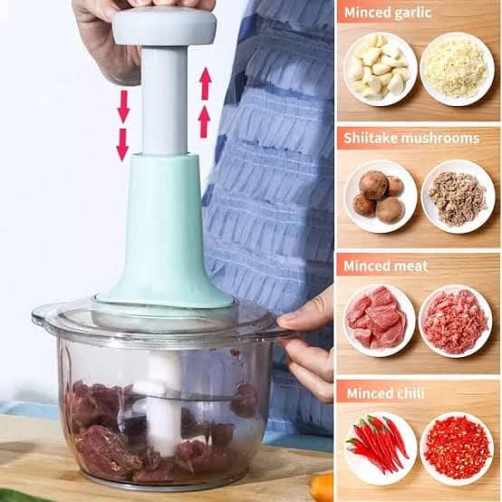 Hand Push Chopper - Manual Food Chopper for Meat and Vegetable 3