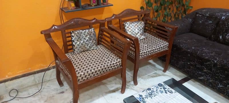 Wooden 4 seater sofa set with cushions (seat cushions and pillows) 3