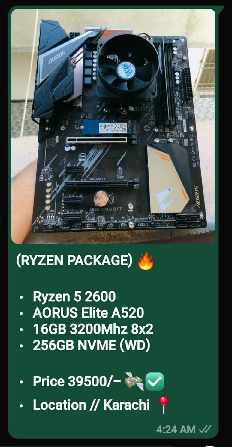 Gaming PC Ryzen 2600 A520 Gigabyte AORUS Elite 16GB DDR4 Rams 1