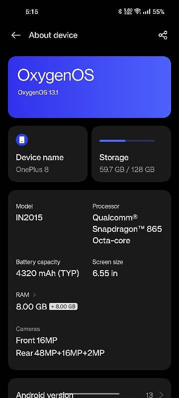 OnePlus 8 backtrack 3