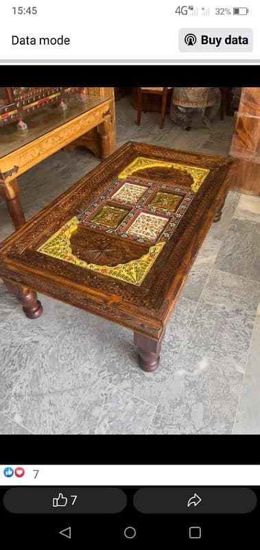 centre table in Swati hand carved 1