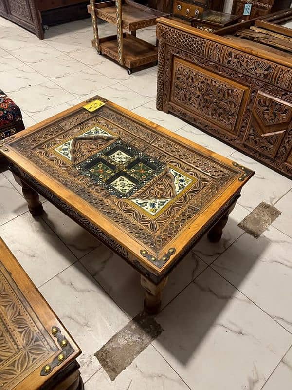 centre table in Swati hand carved 2