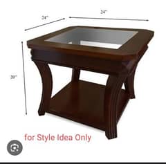 Wooden Table & Brown Glass