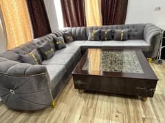 Lshape corner 7seater sofa set 2 months used