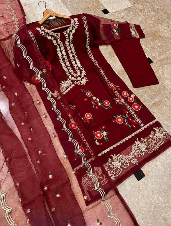 women's stitched organza Embroidered suit 2