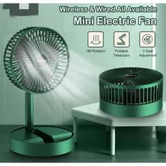 Foldable Green Desk Fan with 180° Rotation and 3 Gear Adjustment