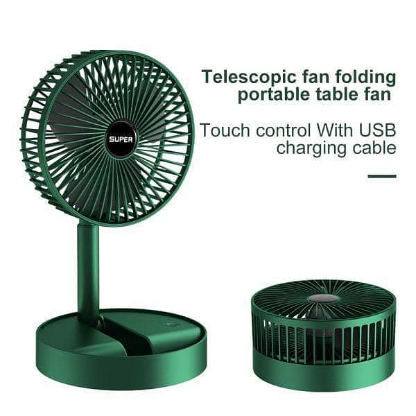 Foldable Green Desk Fan with 180° Rotation and 3 Gear Adjustment 1