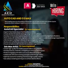 Hiring staff Autocad Draftsman Civil 2D & 3D and 3D Studio Max.