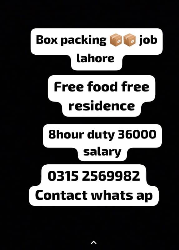 Box packing job lahore male female 0