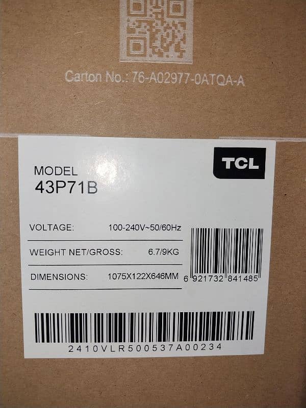 43" TCL , LED Brand New 2