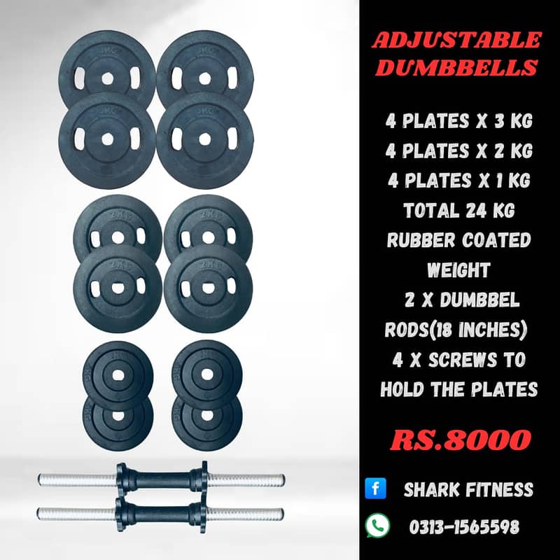 WEIGHT PLATES GYM , RUBBER COATED DUMBBELL , RODS , ADJUSTABLE DUMBBEL 6