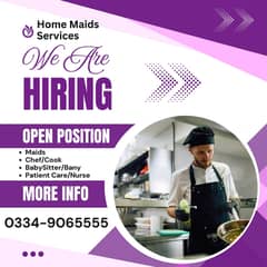 Required Maids , Cook , Driver , Baby sitter , Helper for house work