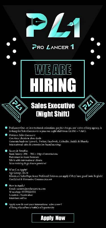 prolancerOne is Hiring - Sales Executive  (Night shift ) 0