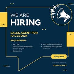 Hiring Sales agent for Facebook Marketplace