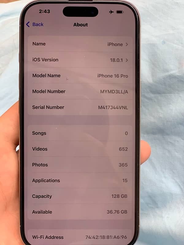 i phone 16 pro JV 128 gb 4