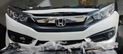 Honda Civic white 2018 front and rear bumper , garnish front and back