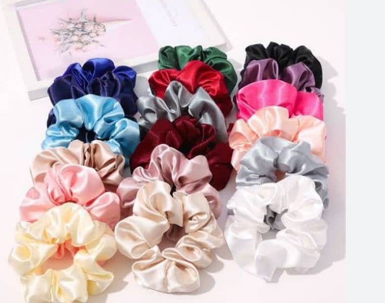 silky premium scrunchies for girl (pack of 6) 2