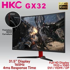 HKC antgaming Curved 32inch 165hz Gaming Monitor available