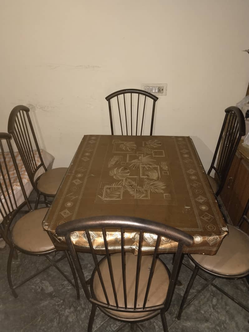 Durable 6-Seater Metal Dining Table with Glass Top – Great Condition 2