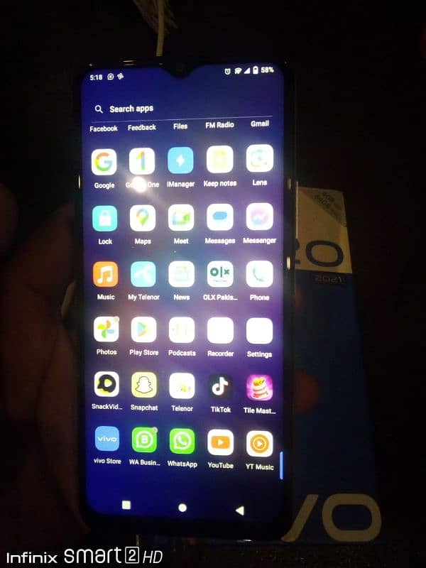 vivo y 20 all ok pta approved 4ram 64 gb complete box touch change hai 12