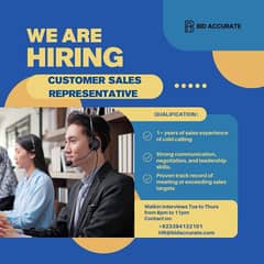 Customer Sales Representative | 50k PKR + Commission in Dollars