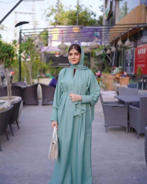 Elegant Turquoise Georgette Classic Abayas 1