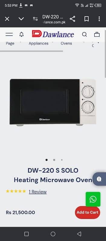 Dawlance Microwave Model DW-220 S 2