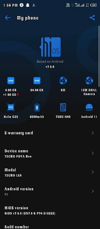 Very neat tecno pova neo,64 gb 6 gb ram 4G net, 5