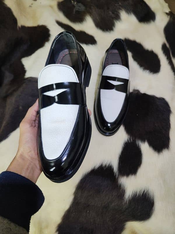 Black & white Calf Leather Loafers 1