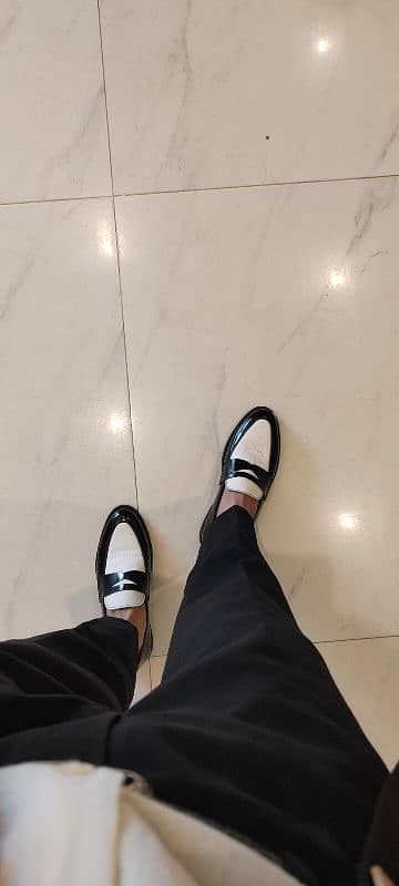 Black & white Calf Leather Loafers 2