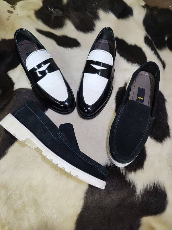 Black & white Calf Leather Loafers 3