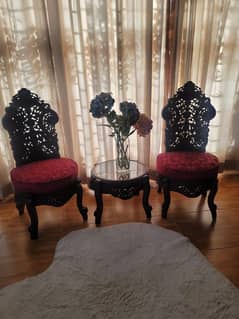 100 PERCENT PURE SHISHAM WOOD CHAIRS AND SMALL TABLE FOR FREE