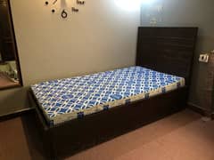 Oak Wood Single Bed + Mattress