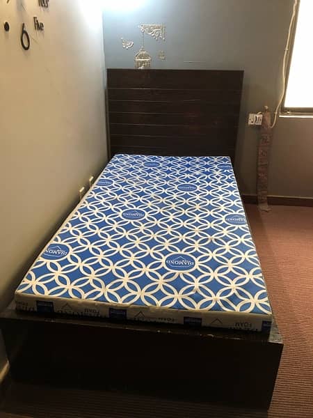 Oak Wood Single Bed + Mattress 3