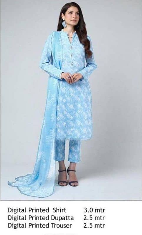 3 pcs Unstitched   women digital print suit 0