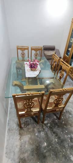 1 table 6 chairs  condition bilkul new sath may guldasta free