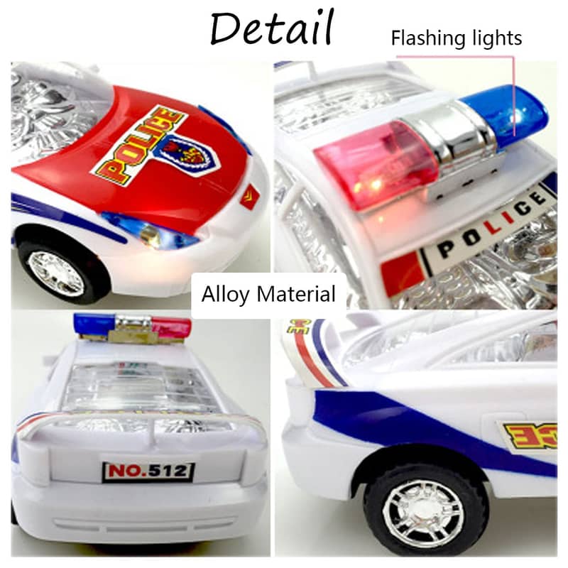 Children's Electric Alloy Simulation Police Car Diecast Model Toy with 0