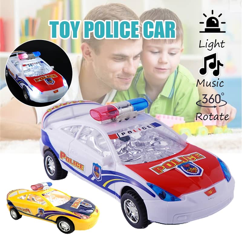 Children's Electric Alloy Simulation Police Car Diecast Model Toy with 2