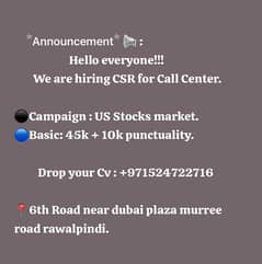 we are hiring call center CSR ( Night shift )