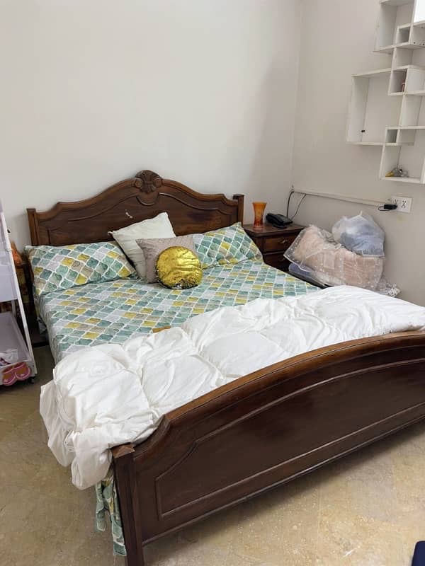 Queen Size Bed With Side Tables and Mattress 1