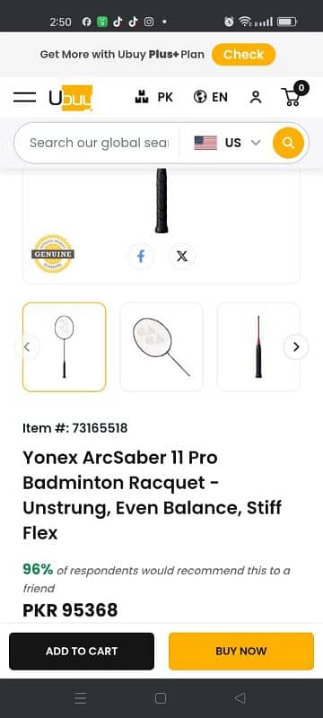 original import from USA badminton yonex 4