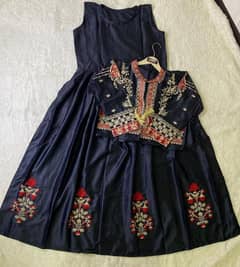 Elegant Navy Blue Traditional Dress with Intricate Embroidery