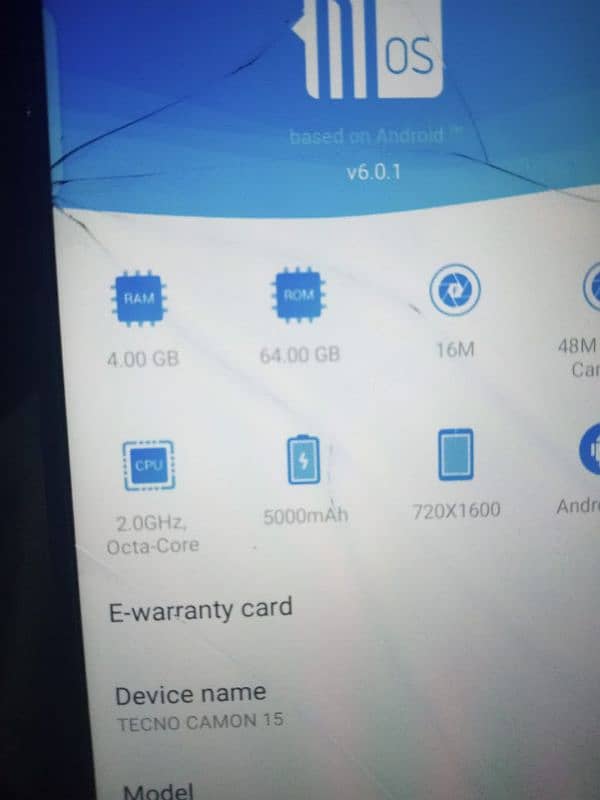 tecno camon 15 all OK front camera not work touch break 5